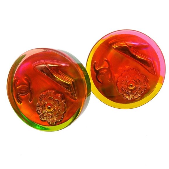 Chanel Button Earrings Clip-On Multicolor - Picture 2 of 5